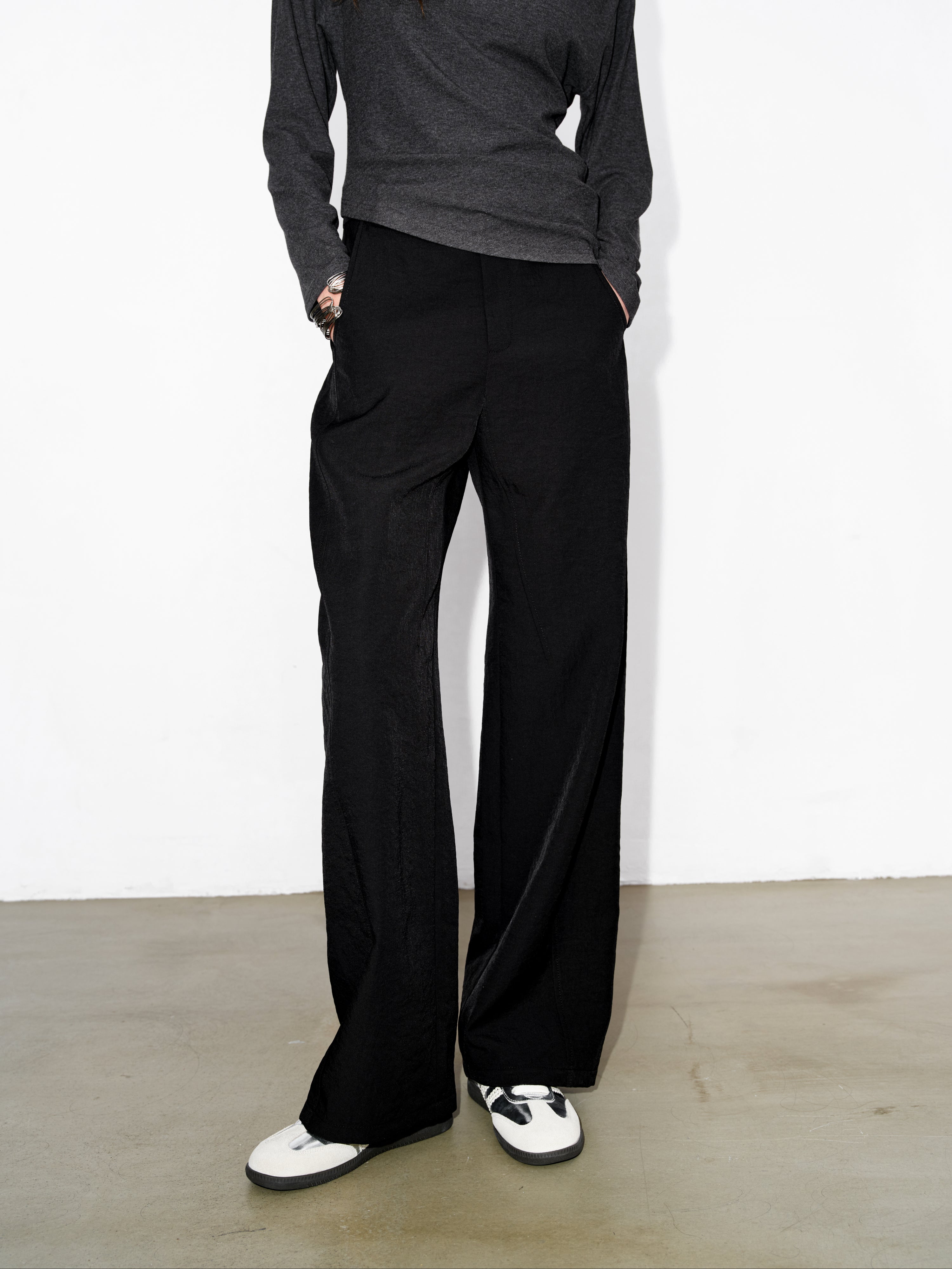 Japanese Hollow Yarn Cocoon Trousers (Black)