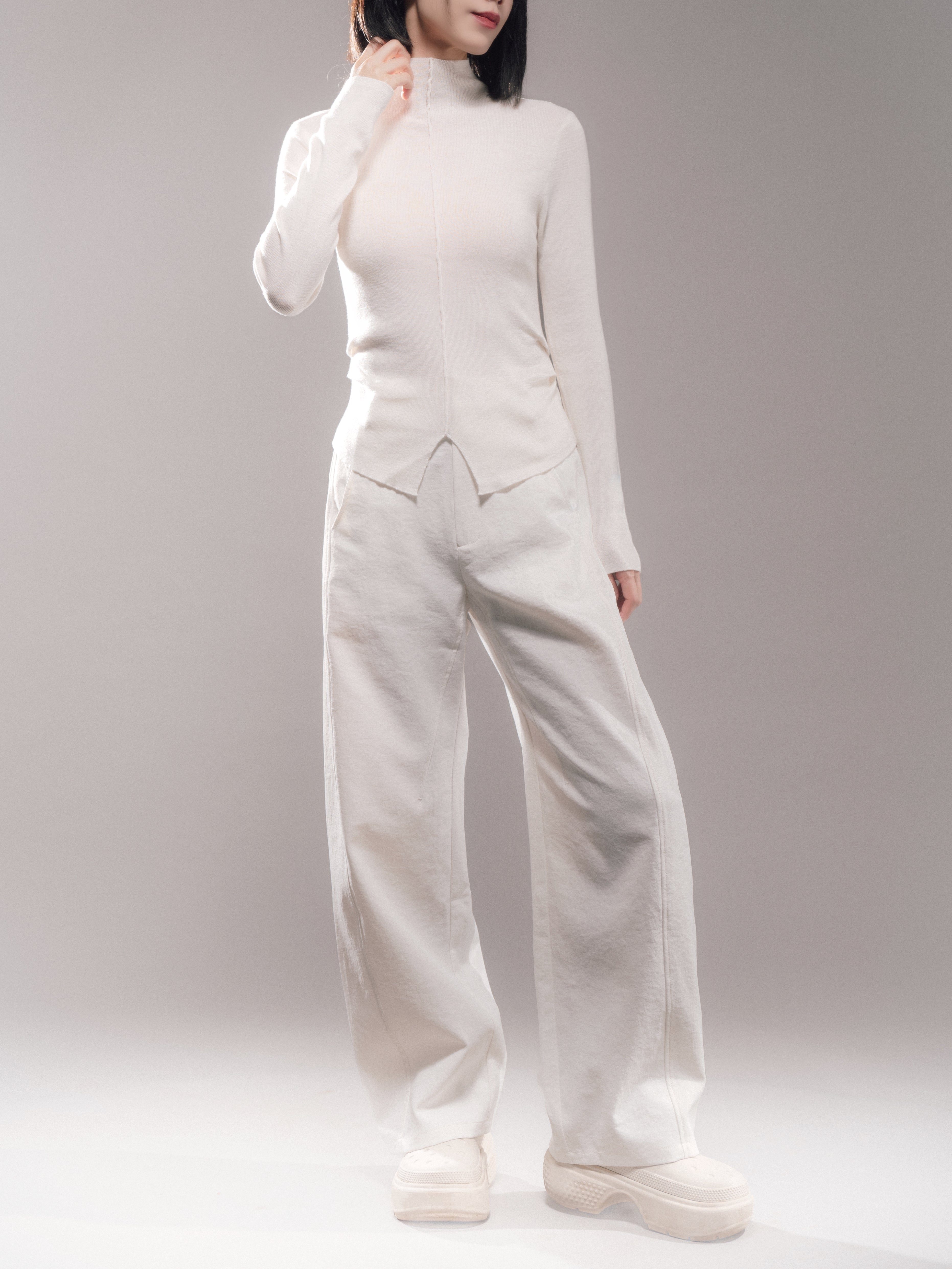 Japanese Hollow Yarn Cocoon Trousers (White)