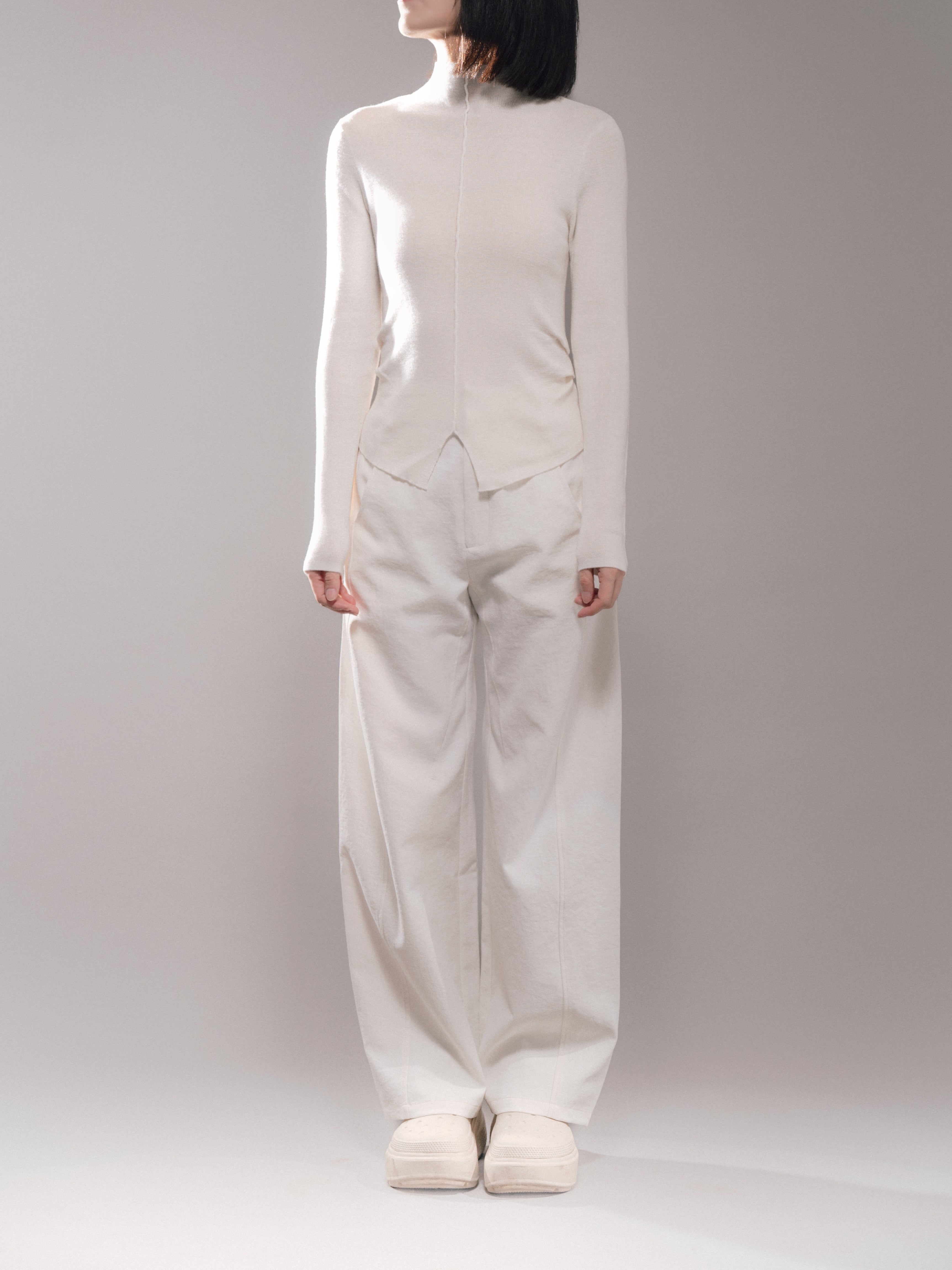 Japanese Hollow Yarn Cocoon Trousers (White)