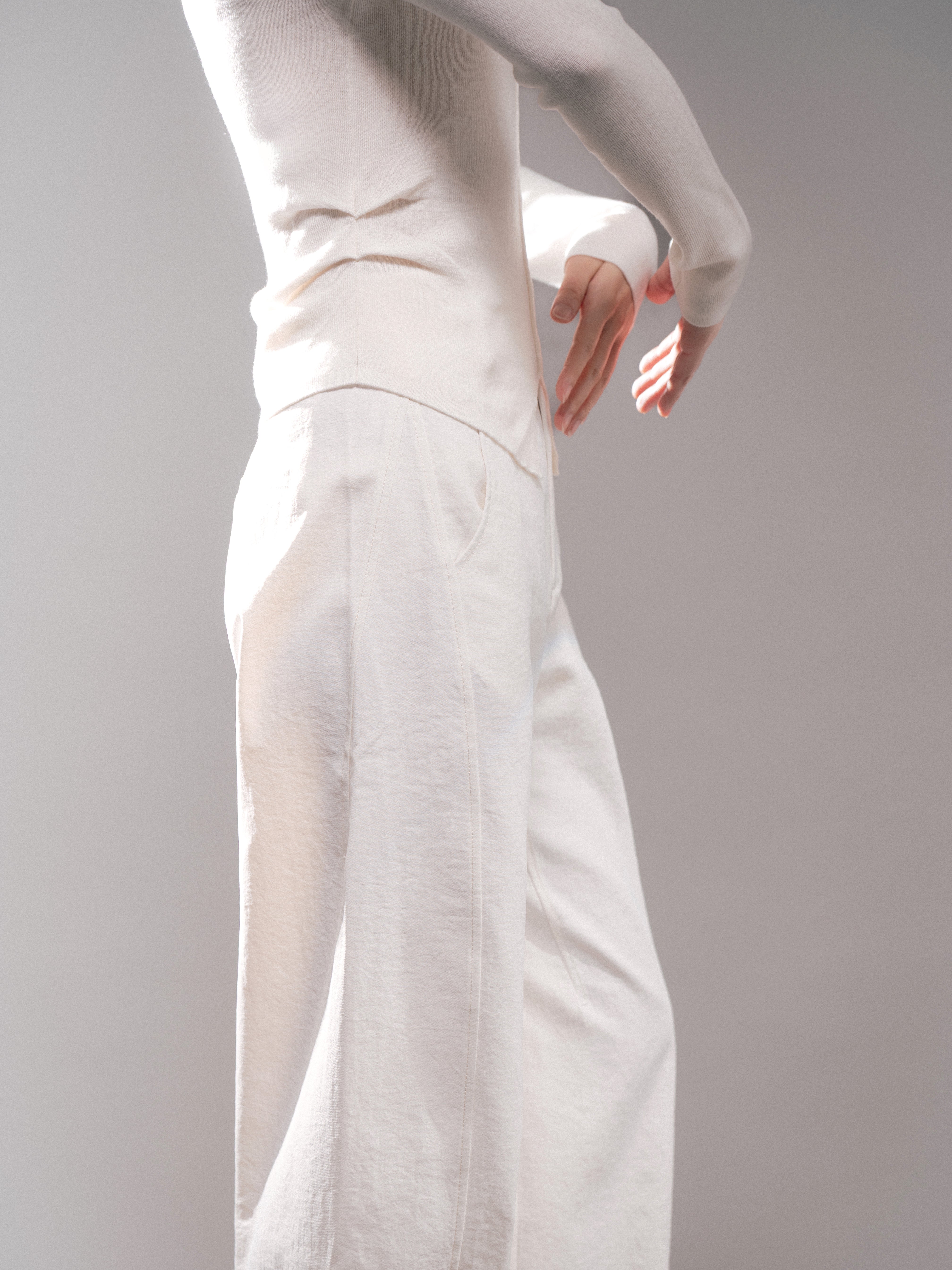 Japanese Hollow Yarn Cocoon Trousers (White)
