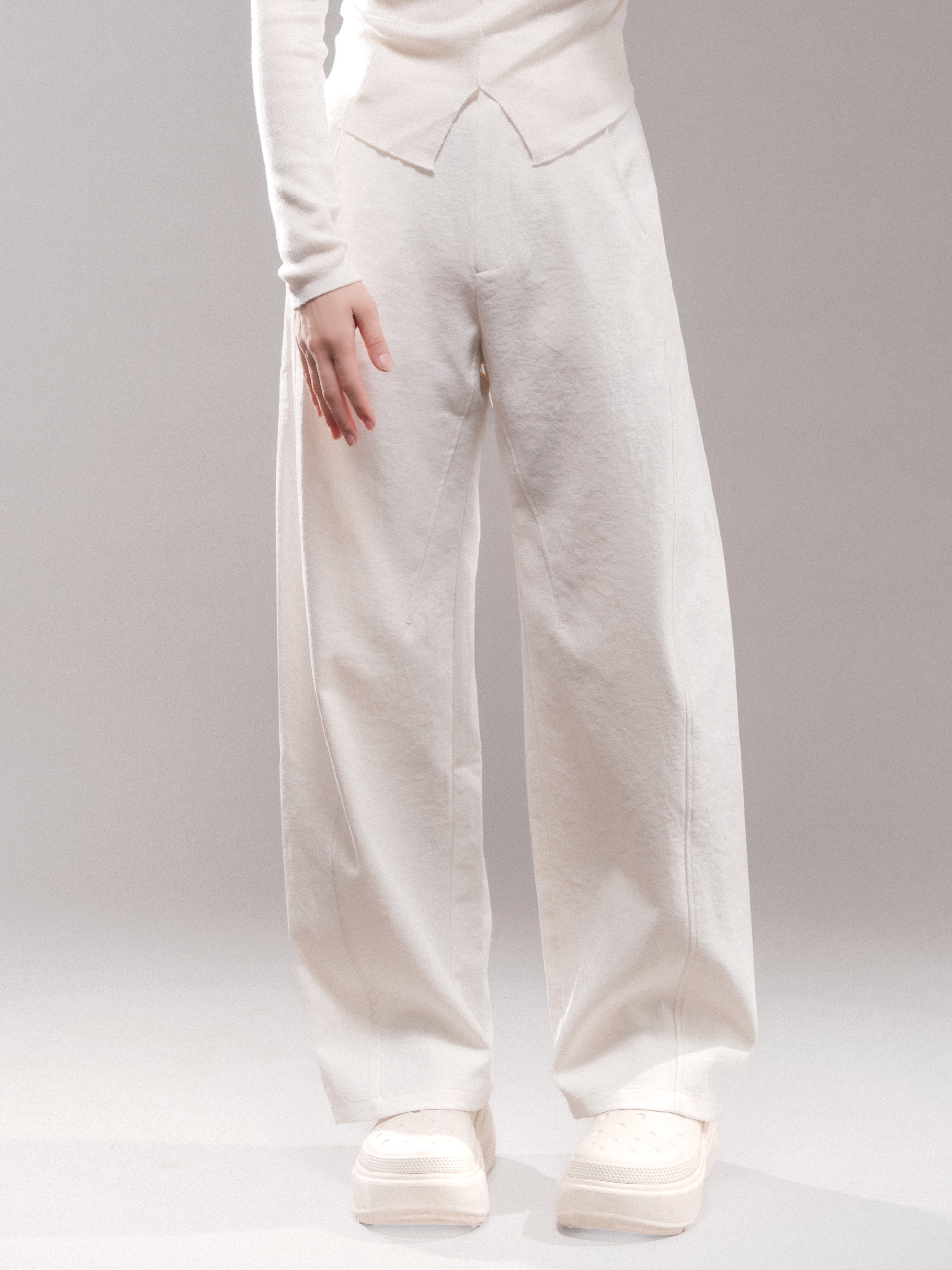 Japanese Hollow Yarn Cocoon Trousers (White)